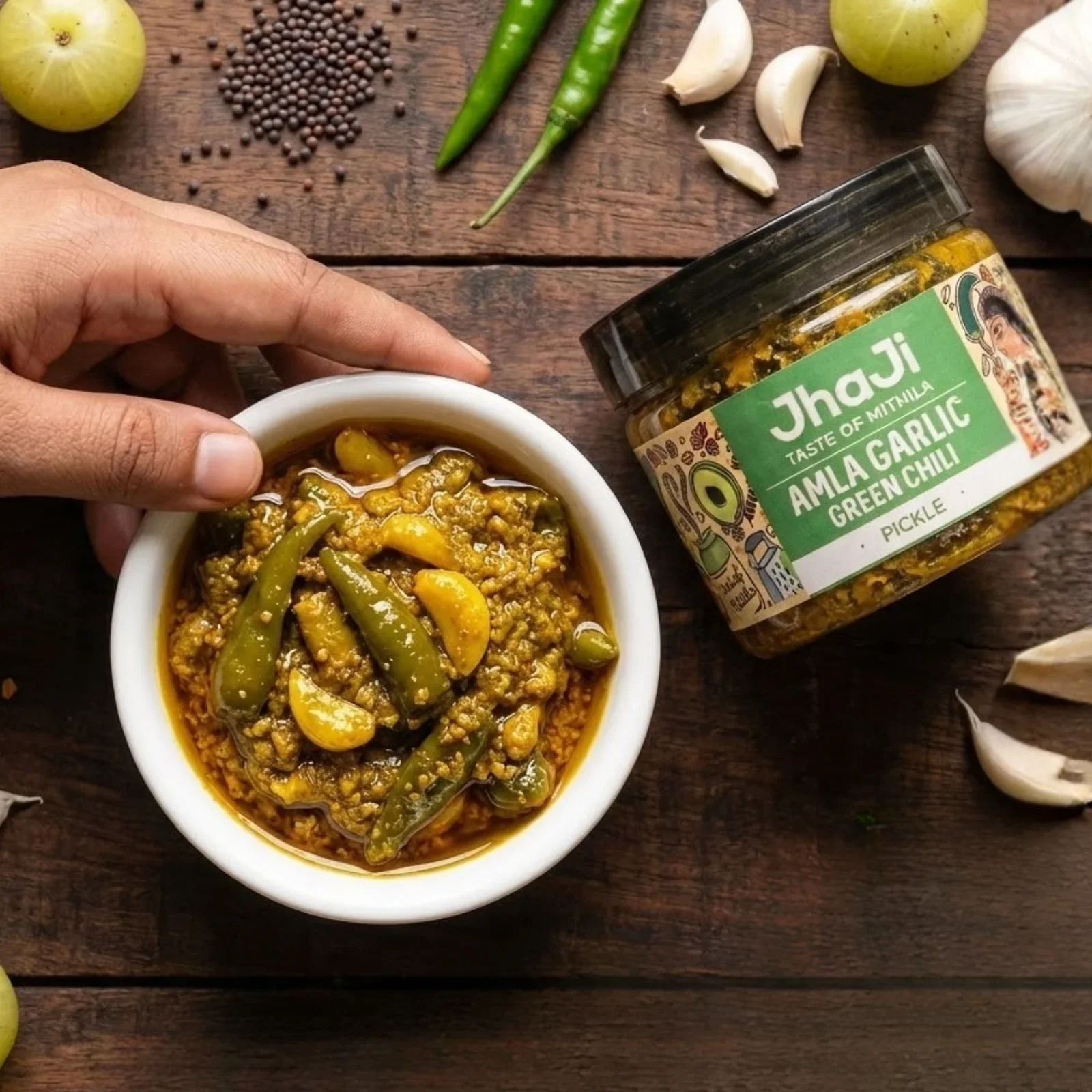 Amla Garlic Green Chili Pickle | Spicy, Fiery & Tangy Winter Favourite - Image 4
