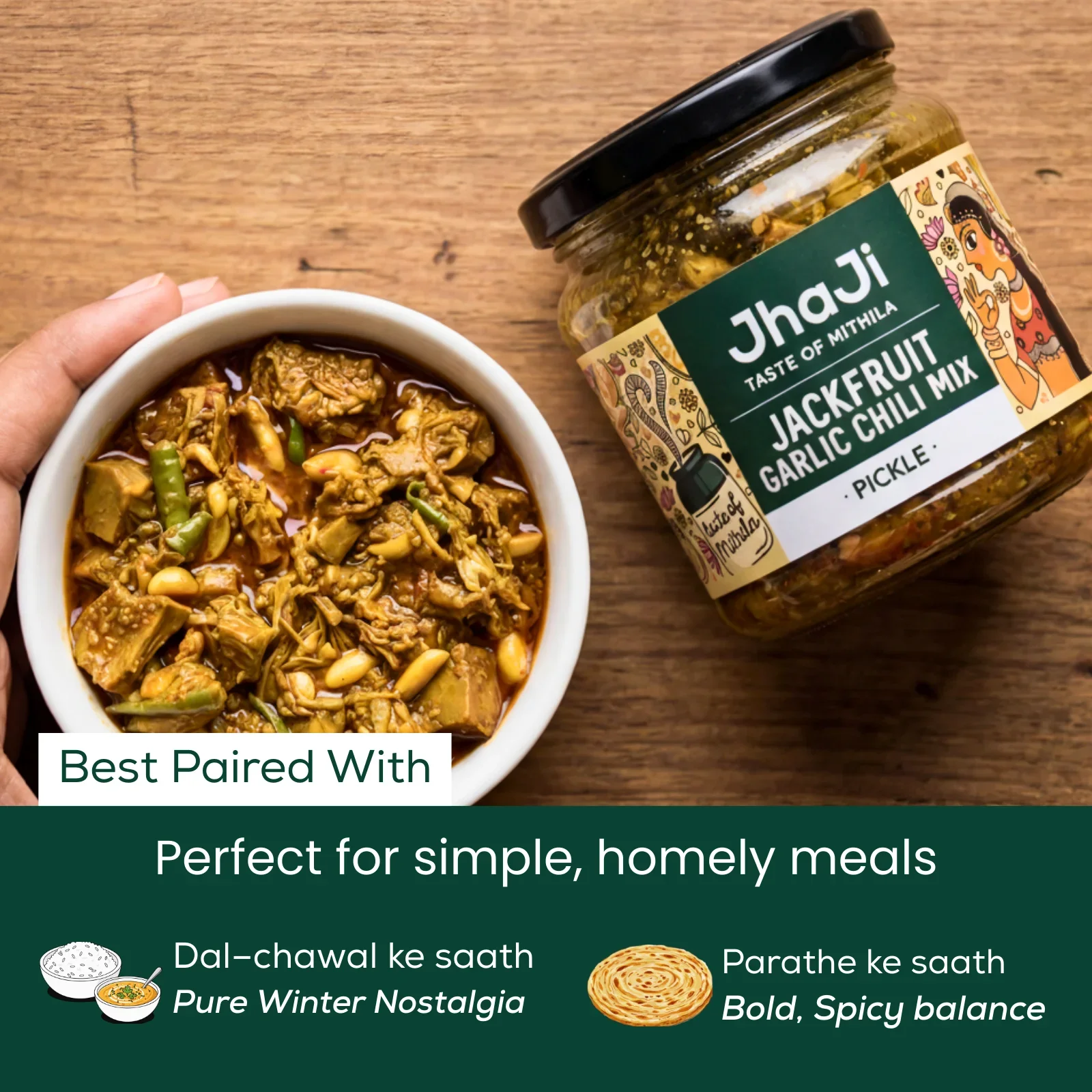 Jackfruit–Garlic–Green Chilli Mix Pickle | Kathal Lahsun Mirch Mix Achaar - Image 4
