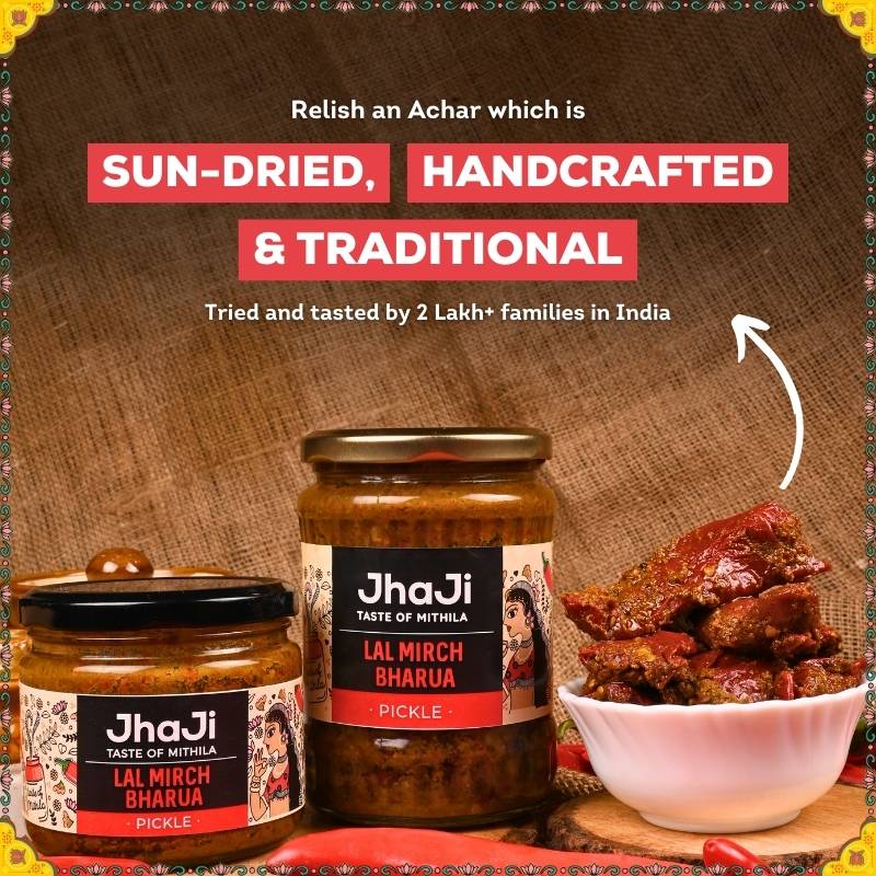 Combo Pack of 2 Pickles | Lal Mirch Bharua & Mithila Special Mango Pickle - Image 3