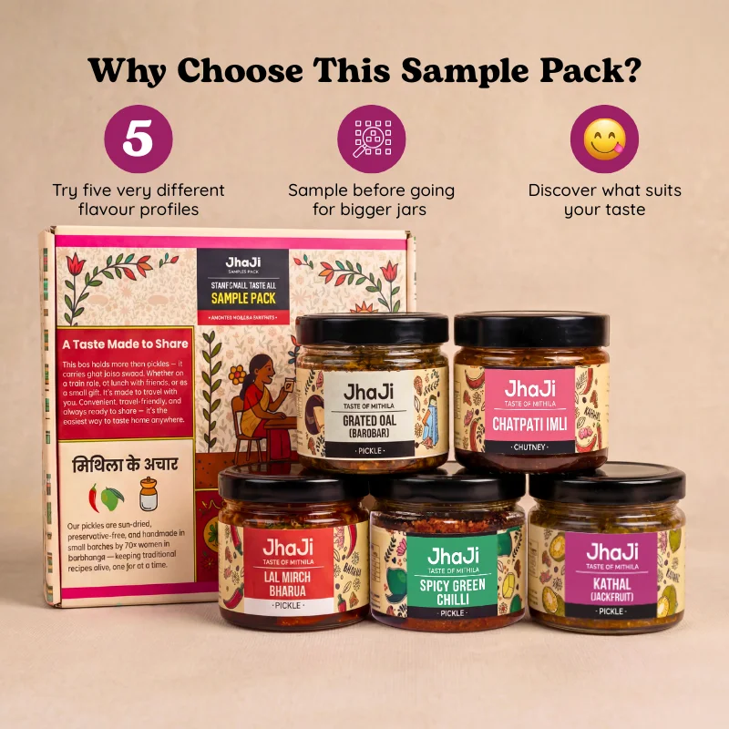5 Traditional Pickles & Chutneys Sample Pack (No Garlic) | 5x150g Jars - Image 2