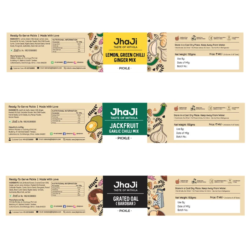 Rajan’s Favorite Bihari Pickle Pack | Lemon, Jackfruit, Oal | 3 x 150g Each - Image 8