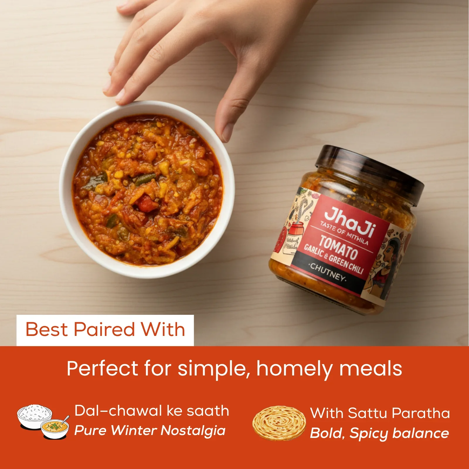 Tomato Garlic & Green Chili Chutney | Spicy Bihari Homemade Tamatar Chatni - Image 3